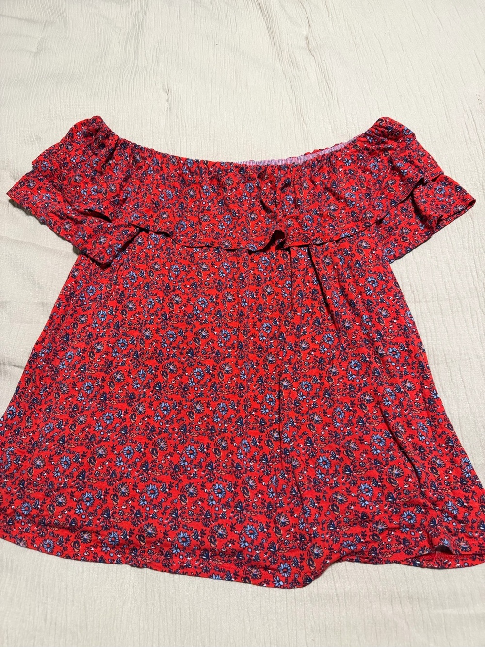 Maurices Red Floral Off-Shoulder Top